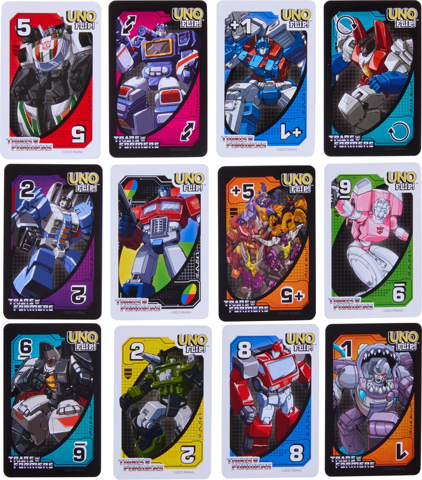Mattel Games UNO Flip Transformers Card Game for Kids, Adults & Family Nights with Deck Inspired by the Movies, TV Shows & Comics