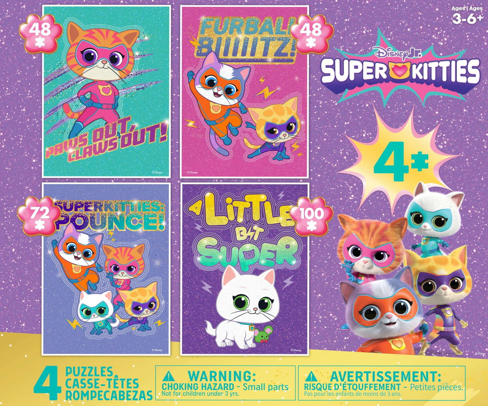 Disney Super Kitties 4 Pack Multipack Jigsaw Puzzlesor Kids Ages 3-6+