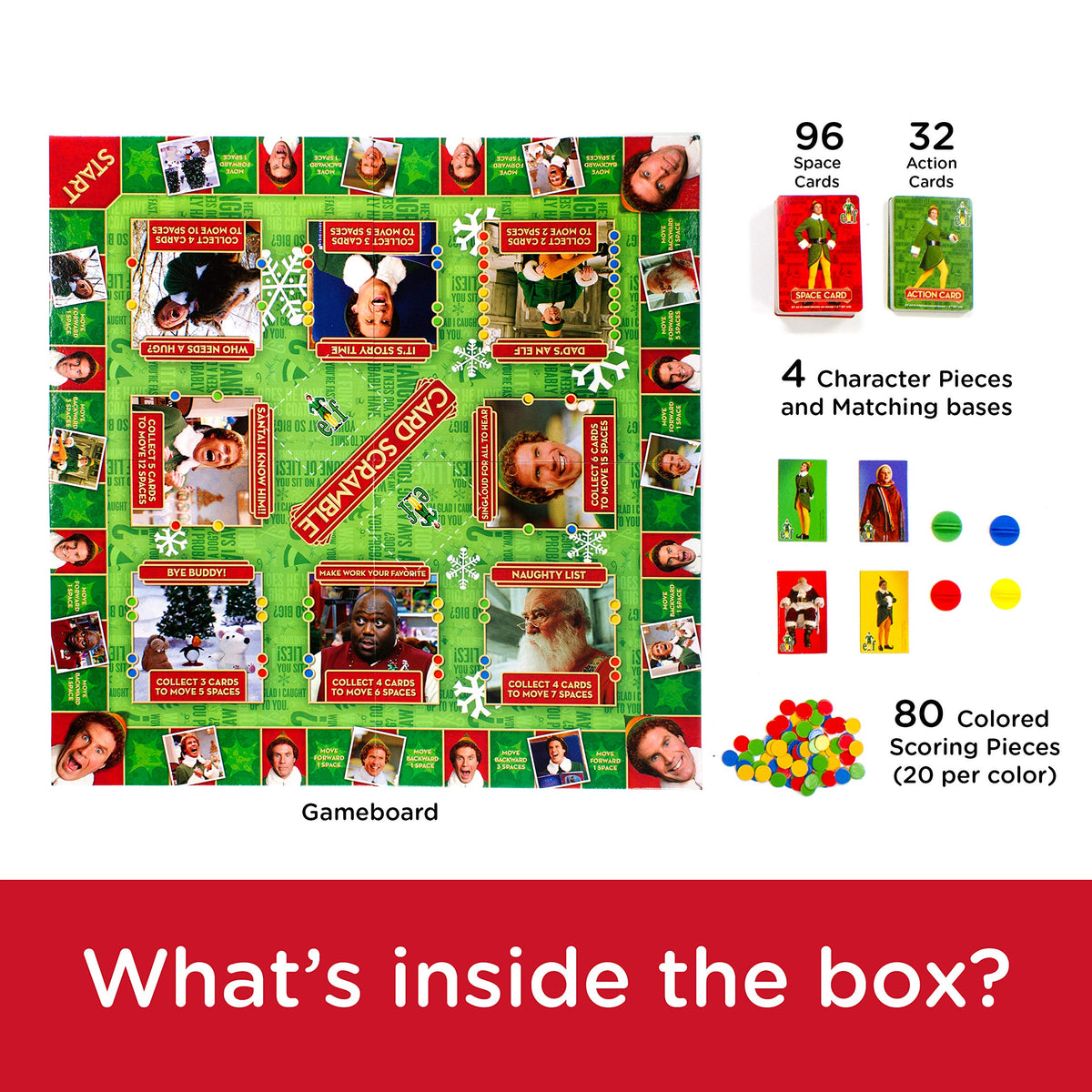 AQUARIUS Elf Card Scramble Board Game - Fun Family Christmas Party Game for Kids, Teens & Adults - Entertaining Game Night Gift - Officially Licensed