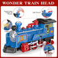 Electric Toy Train Set for Kids w/Smoke, Lights & Sound, Train Toys w/Locomotive, 12 Tracks Accessories, 3 Passenger Carriages, Toddler Model Trains