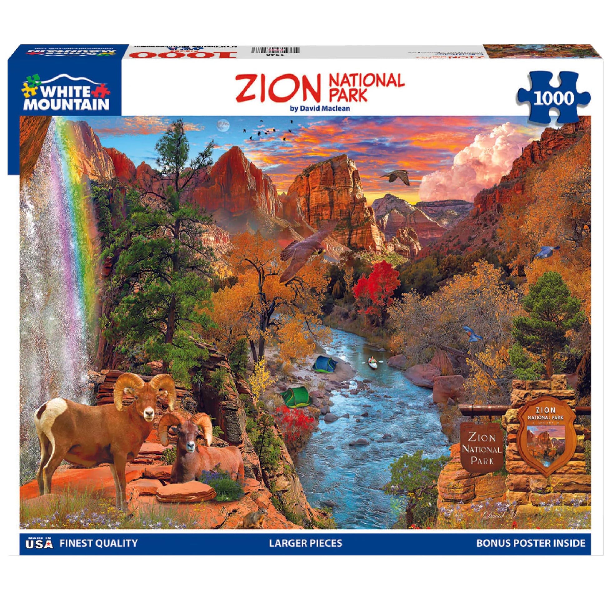 White Mountain 1000 Piece Jigsaw Puzzle Scenic Red Rock, Zion National Park