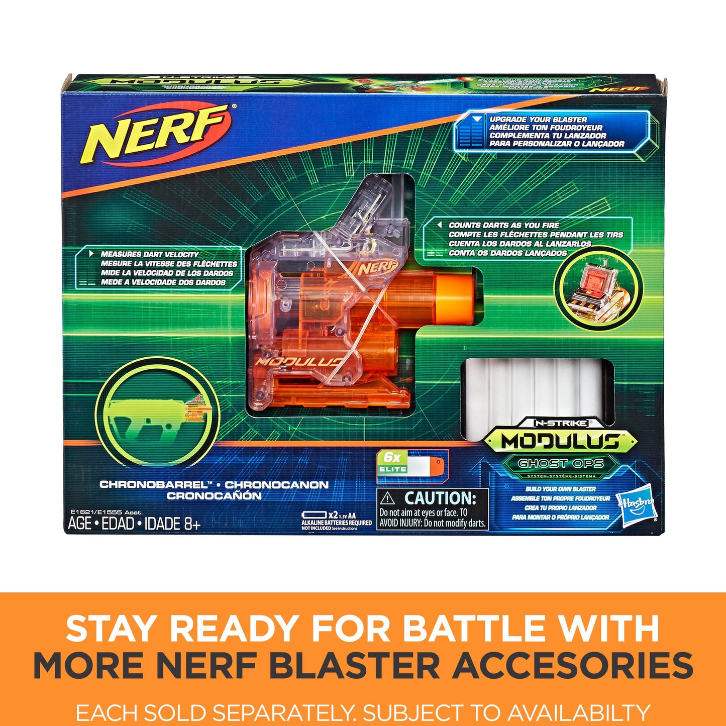 Nerf Modulus Ghost Ops Evader Motorized Blaster - Light-Up See-Through Blaster and Barrel Extension, Includes 12 Official Elite Darts (Amazon