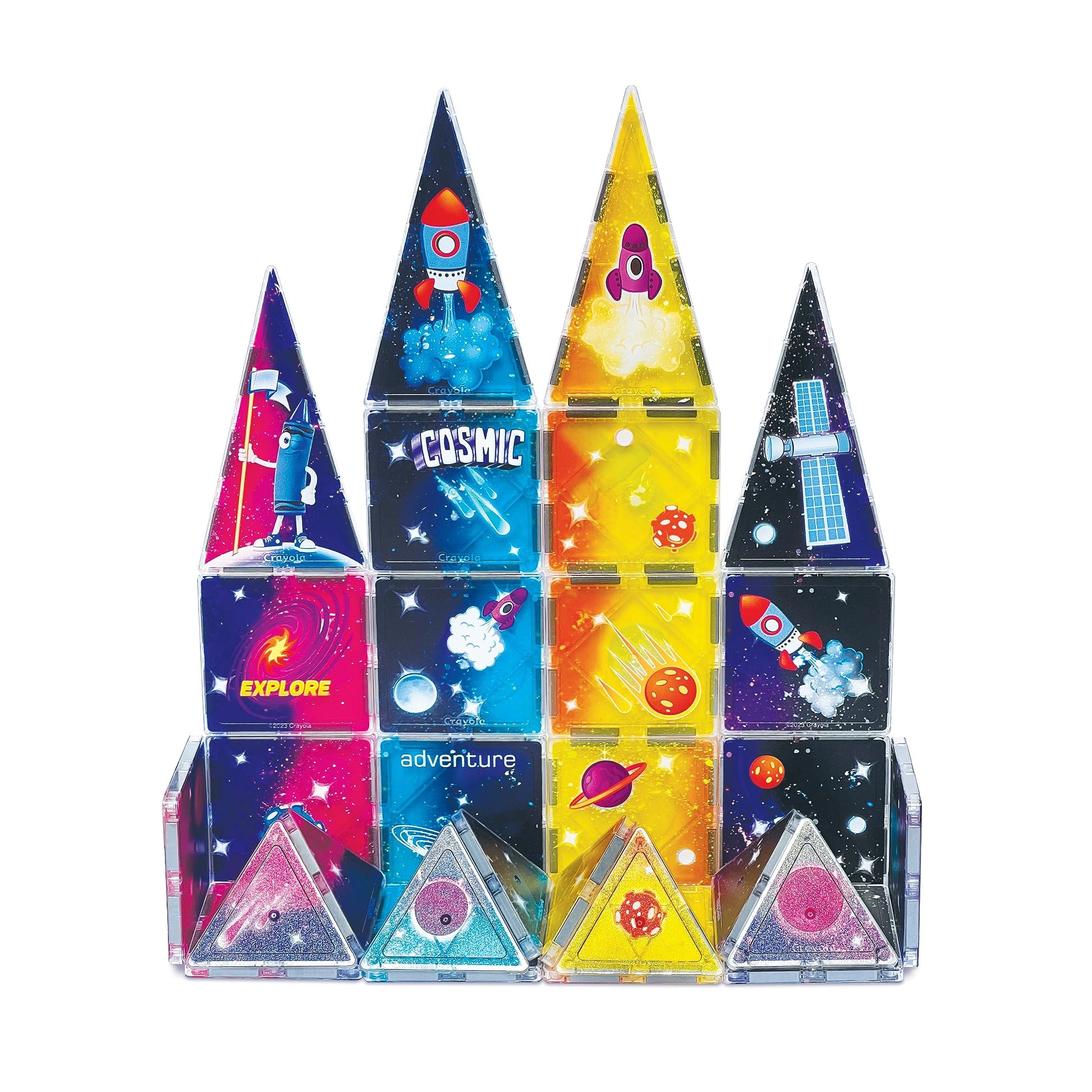 CreateOn Crayola Magnetic Tiles, Building Set for Kids, Magnetic Blocks, Travel Toys, Classroom Sensory Toys, STEM & Montessori Tools for Boys & Girls