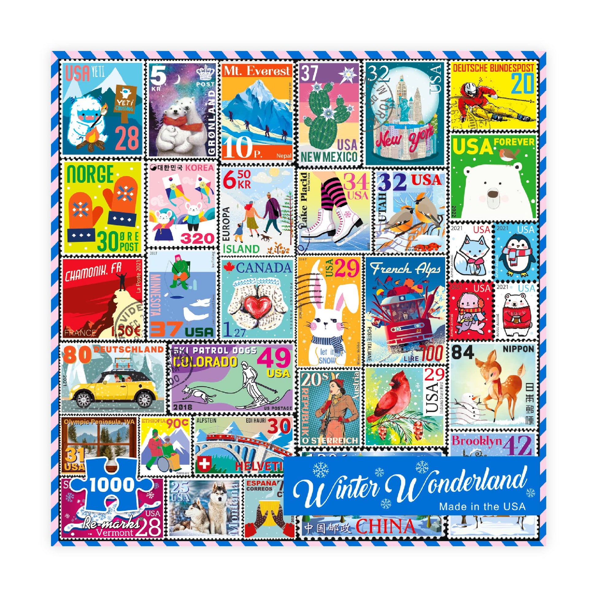 Re-marks Winter Wonderland Puzzle, Collage Puzzle for All Ages, 1000-Piece Christmas Puzzle