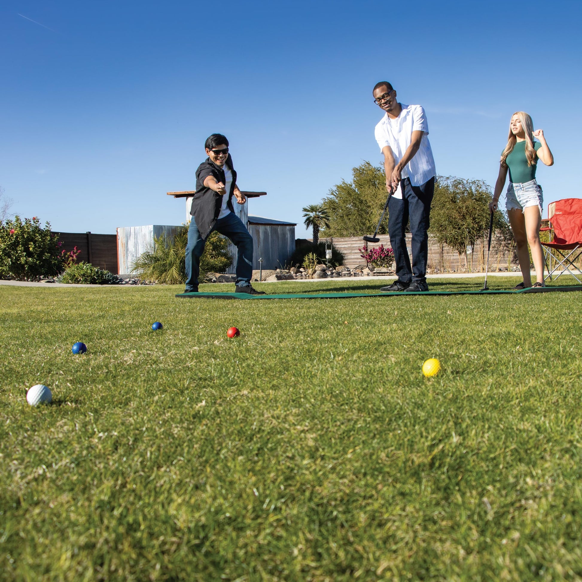 EastPoint 3-in-1 Par Pong Golf Pong Game Set, Foldable, Backyard Golf Game