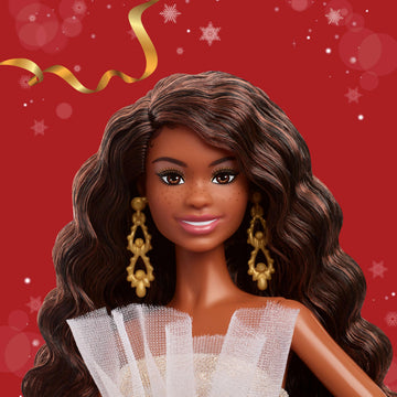 La poupée Barbie Joyeux Noël2025 brille de mille feux
