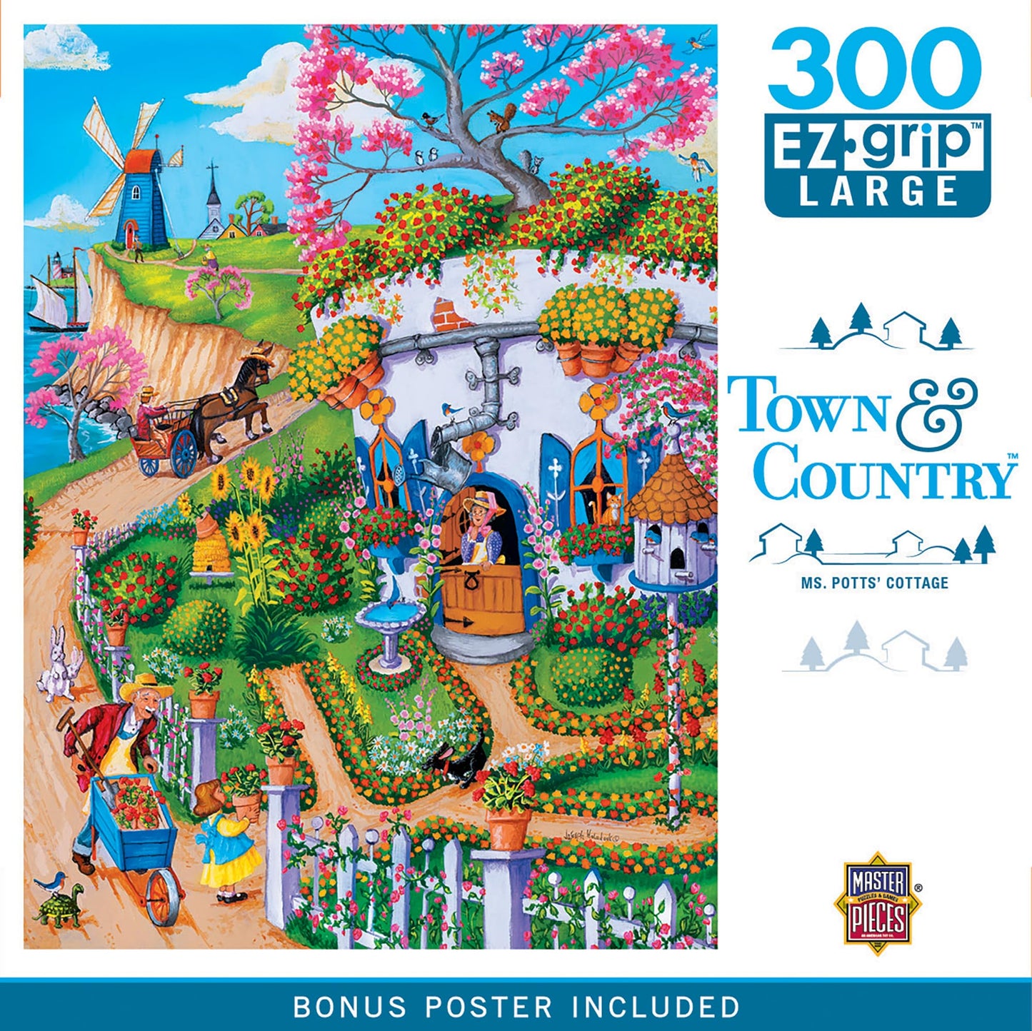 MasterPieces Town & Country - Ms. Potts Cottage 300pc Ezgrip Puzzle - Jigsaw Puzzle with Vibrant Artwork and Durable Pieces - Fun Family Activity