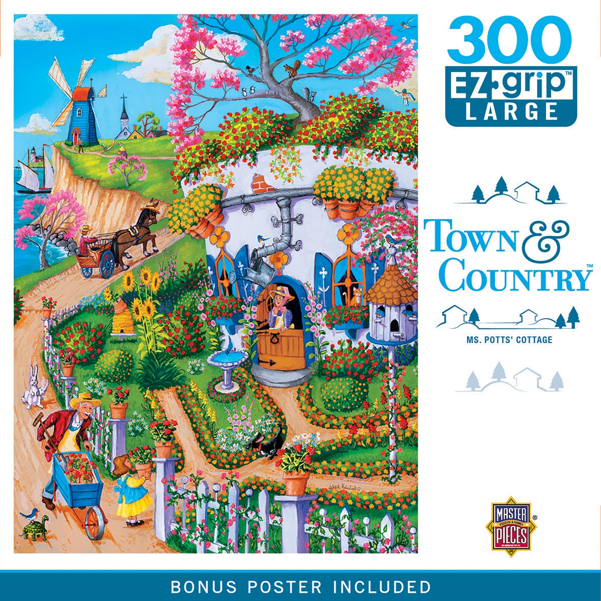 MasterPieces Town & Country - Ms. Potts Cottage 300pc Ezgrip Puzzle - Jigsaw Puzzle with Vibrant Artwork and Durable Pieces - Fun Family Activity