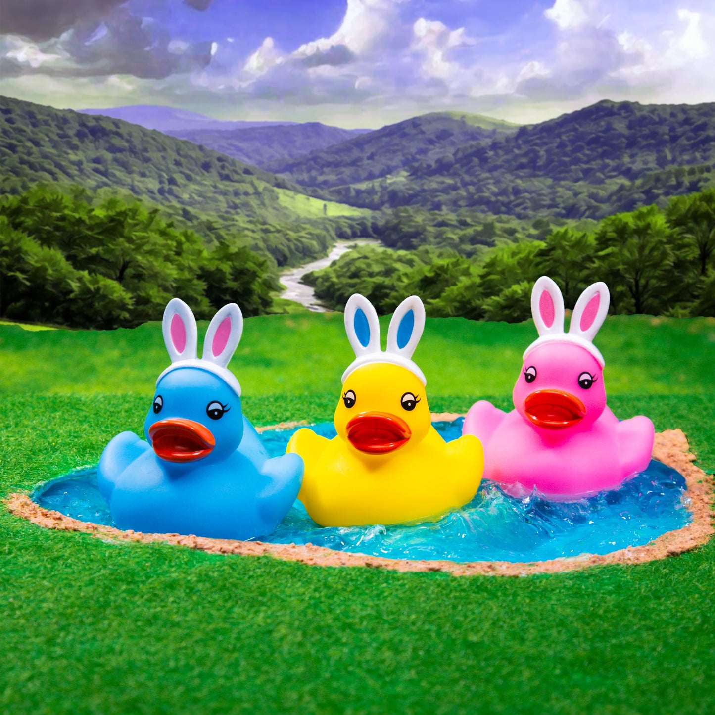 Light Up Rubber Ducks for Kids (4 Pack) - LED Glowing Bunny Duck Toys, Colorful Bath & Play Set, Party Favors & Classroom Prizes with Giftable Box