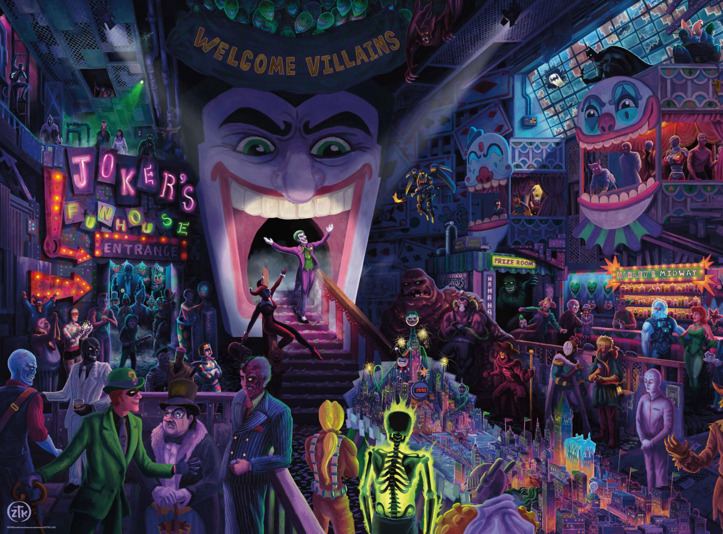 CEACO DC Comics, Thomas Kinkade, The Joker's Ball, 1000 Piece Jigsaw Puzzle