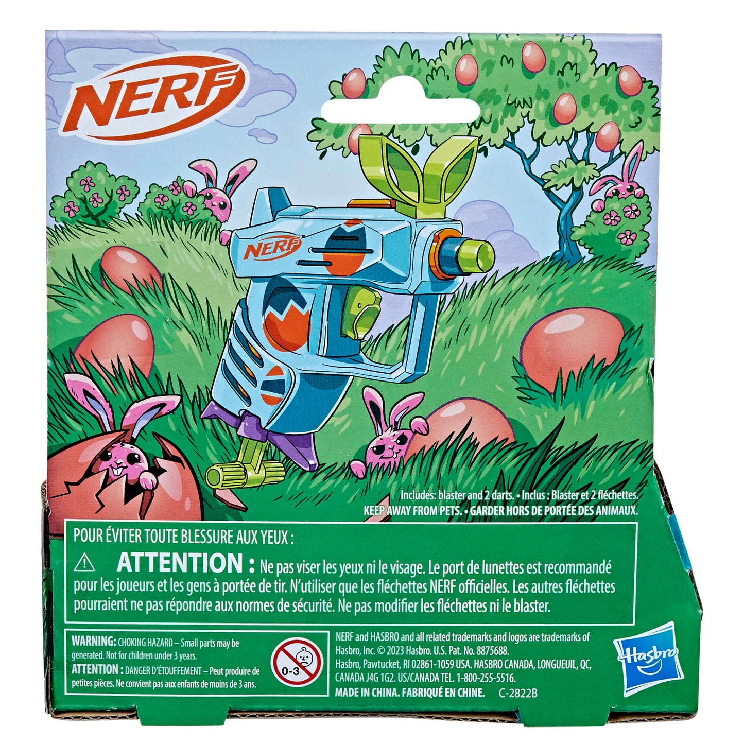 Nerf Elite 2.0 Easter Egg Hunt Blaster, 2 Nerf Elite Darts, Pull to Prime, Spring Toy Foam Blaster for 8 Year Old Boys & Girls