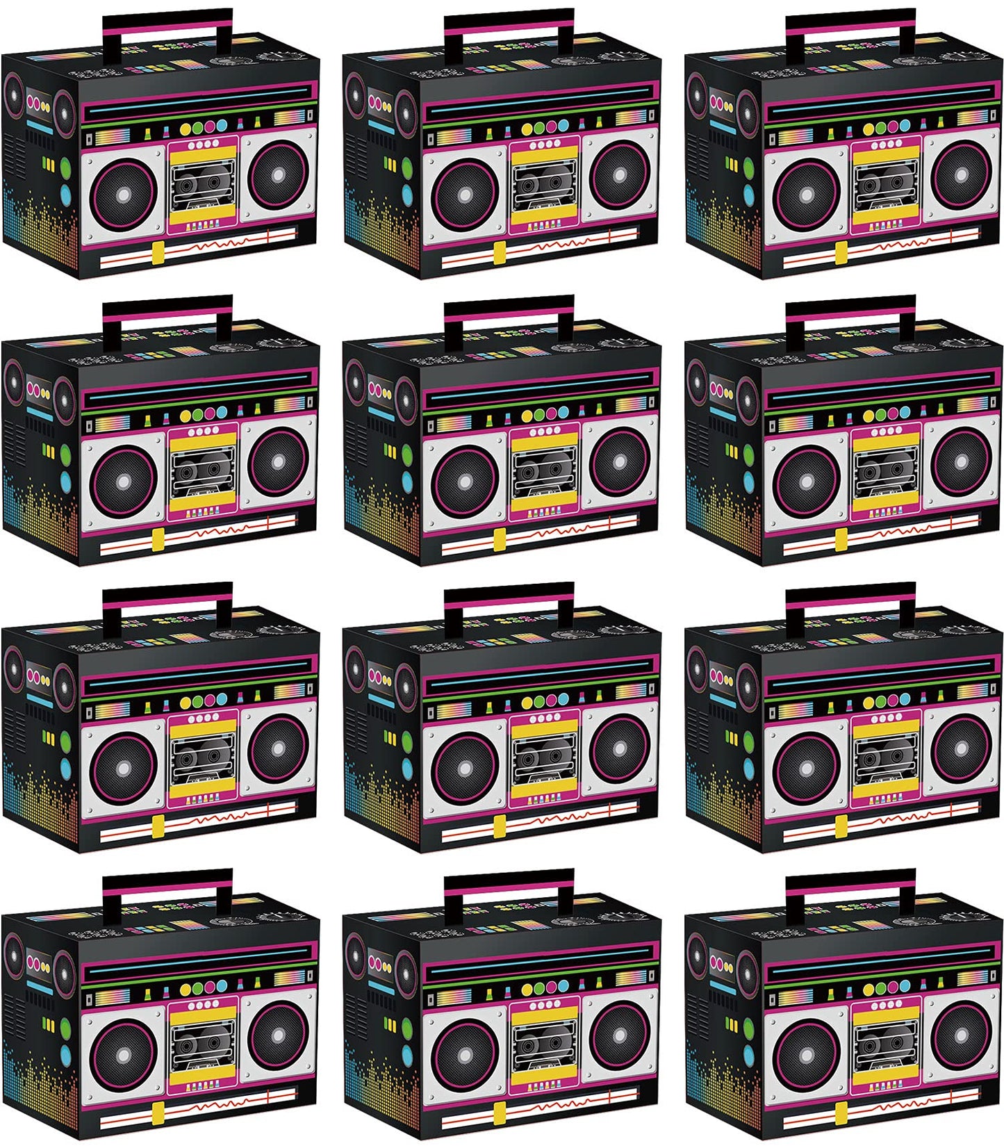 Hegbolke Novelty Boom Favors Boxes - 80s Theme Boom Box 80’s Theme Retro Decorations 1980s Hip Hop Party Supplies Table Centerpieces for Retro Party