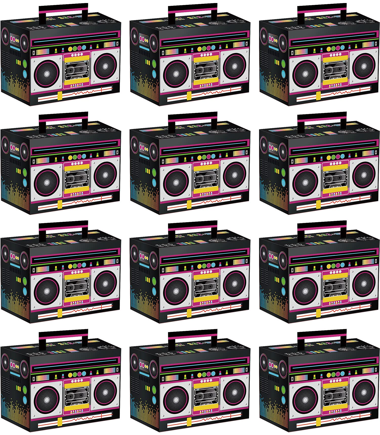 Hegbolke Novelty Boom Favors Boxes - 80s Theme Boom Box 80’s Theme Retro Decorations 1980s Hip Hop Party Supplies Table Centerpieces for Retro Party