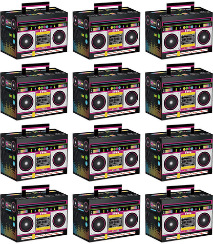 Hegbolke Novelty Boom Favors Boxes - 80s Theme Boom Box 80’s Theme Retro Decorations 1980s Hip Hop Party Supplies Table Centerpieces for Retro Party