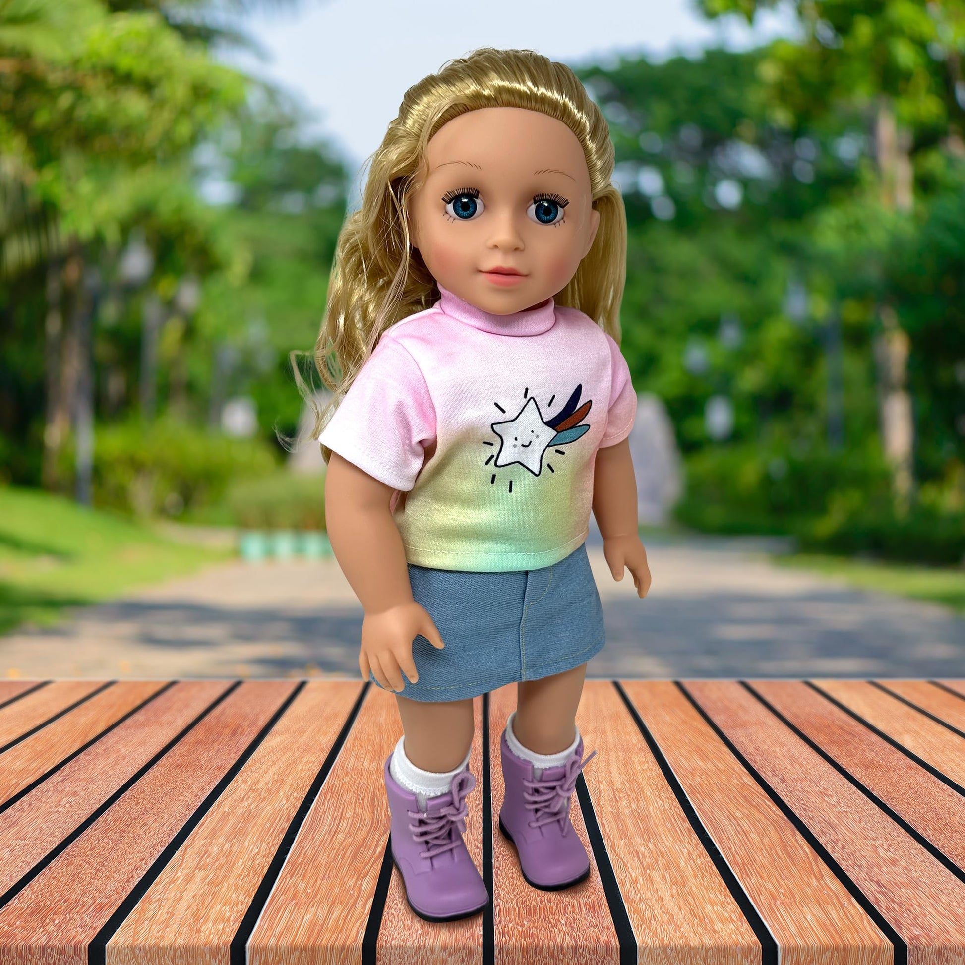 18 Inch Dolls with Soft Hair and Accessories - Soft Body 18 inch Doll with Poseable Vinyl Arms & Legs, Dress Outfit - Cute 18" Doll Set for Girls
