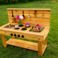 Noble Toys XL Cedar Outdoor Mud Kitchen Centered with Backsplash and Stovetop for Toddlers Kids | Pretend Play Table | Sensory Table | Outside Playset