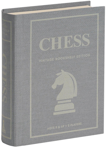 WS Game Company Chess Vintage Bookshelf Edition, Classic Strategy Game Set in Linen Wrapped Book Box & Slipcase - Full Size Folding Board, Wooden