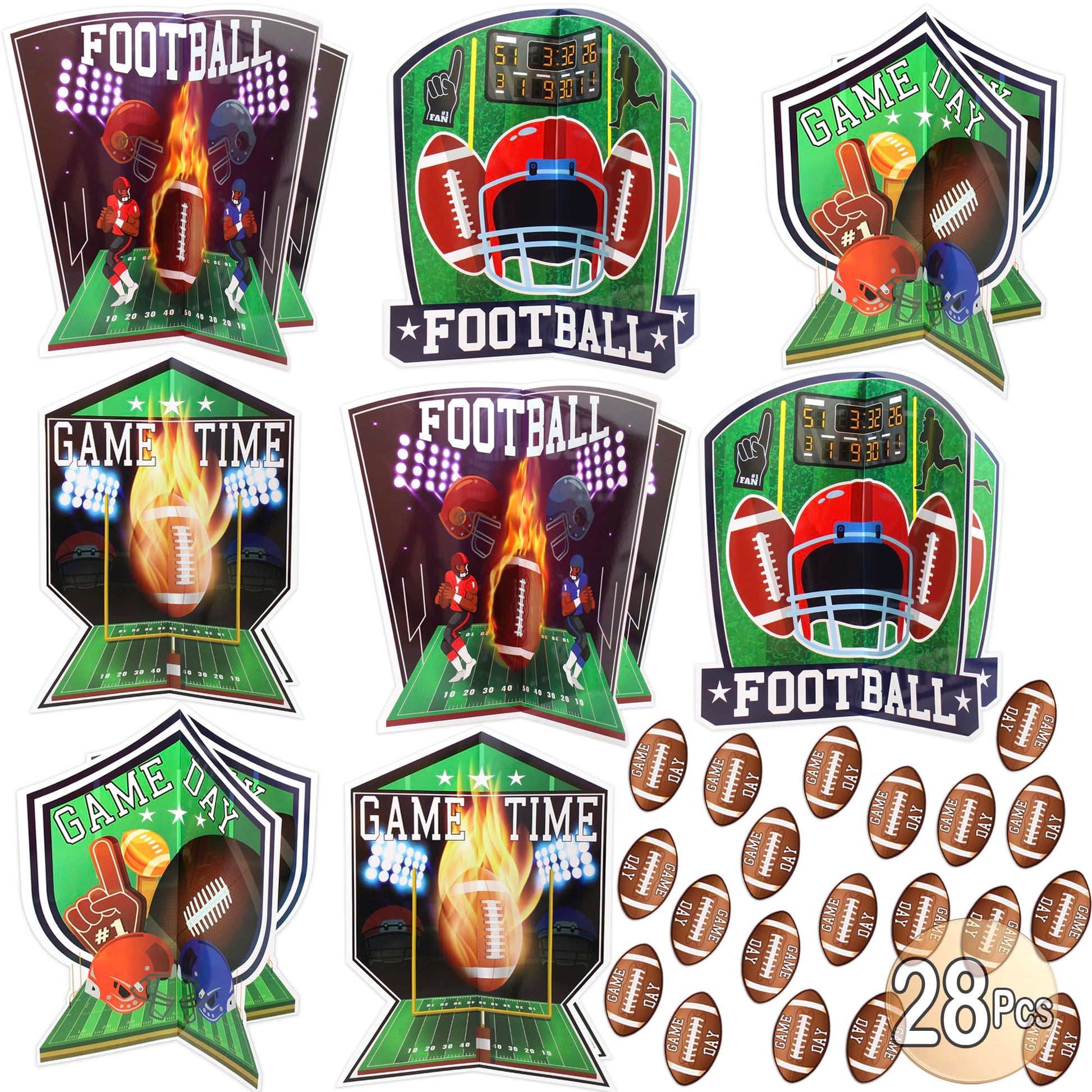 Football Party Table Centerpieces | 28 piece 3D Football Party Decoration Set | Football Birthday Party Supplies | Big Game Party Decorations | Game