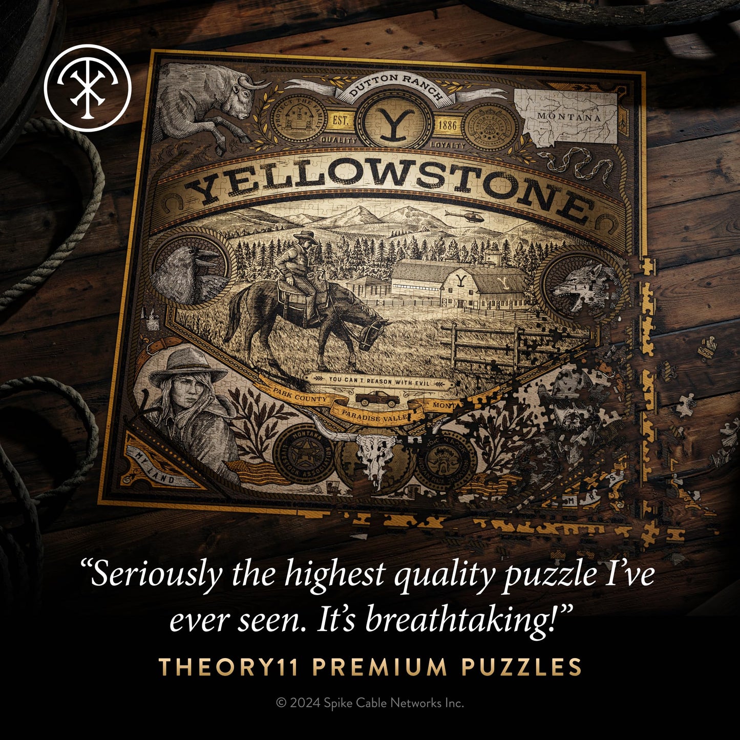 theory11 Yellowstone Jigsaw Puzzle - 1,000 Piece Jigsaw Puzzle - Officially Licensed Yellowstone Merchandise & Collectibles - Precision Fit