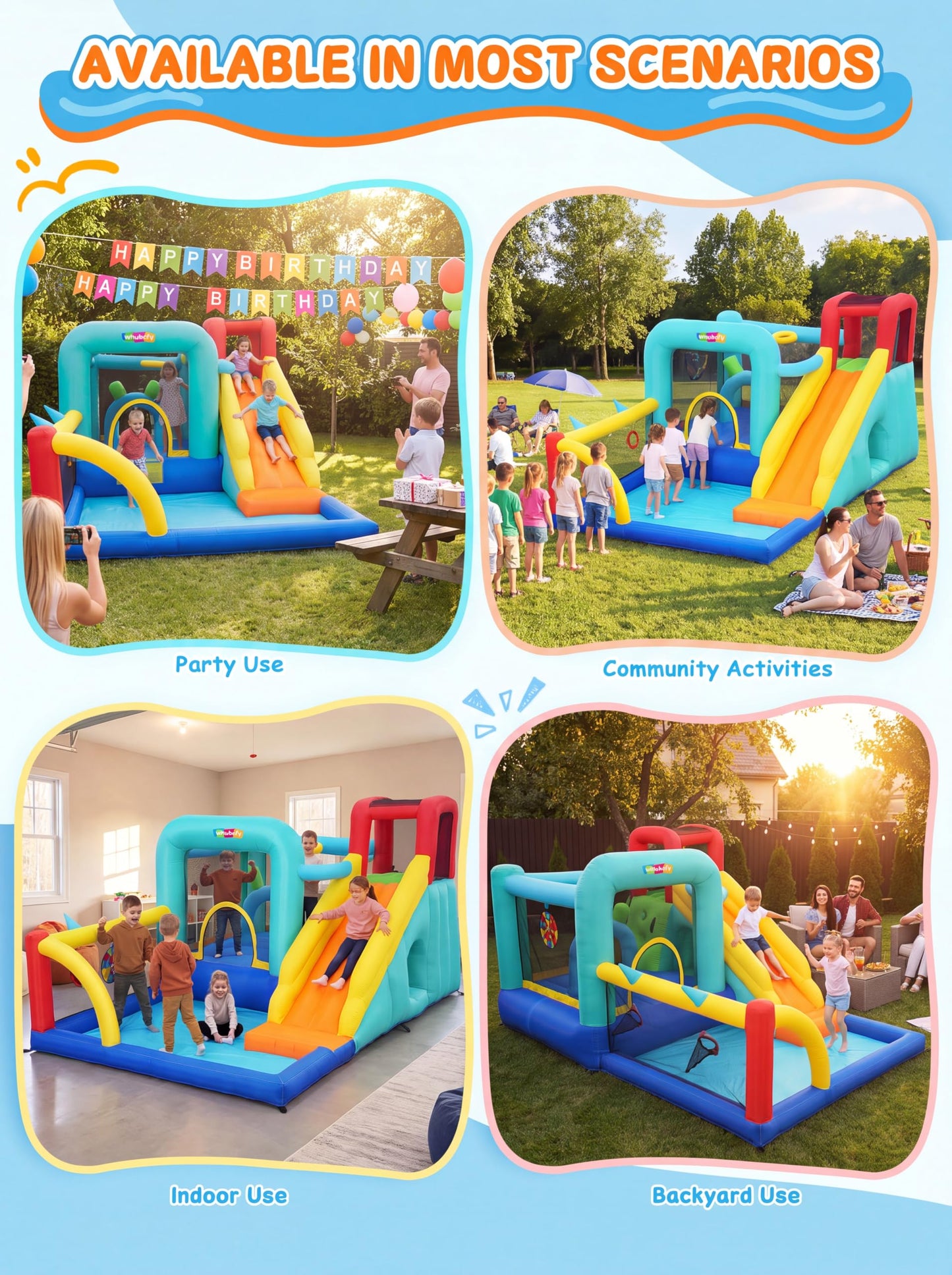 Whubefy Bounce House for Kid 3-6 8-12, 13Ft Bouncy Castle with Blower,12-in-1 Blow Up Jump House with Ball Pit, Target Game, Basketball Hoop