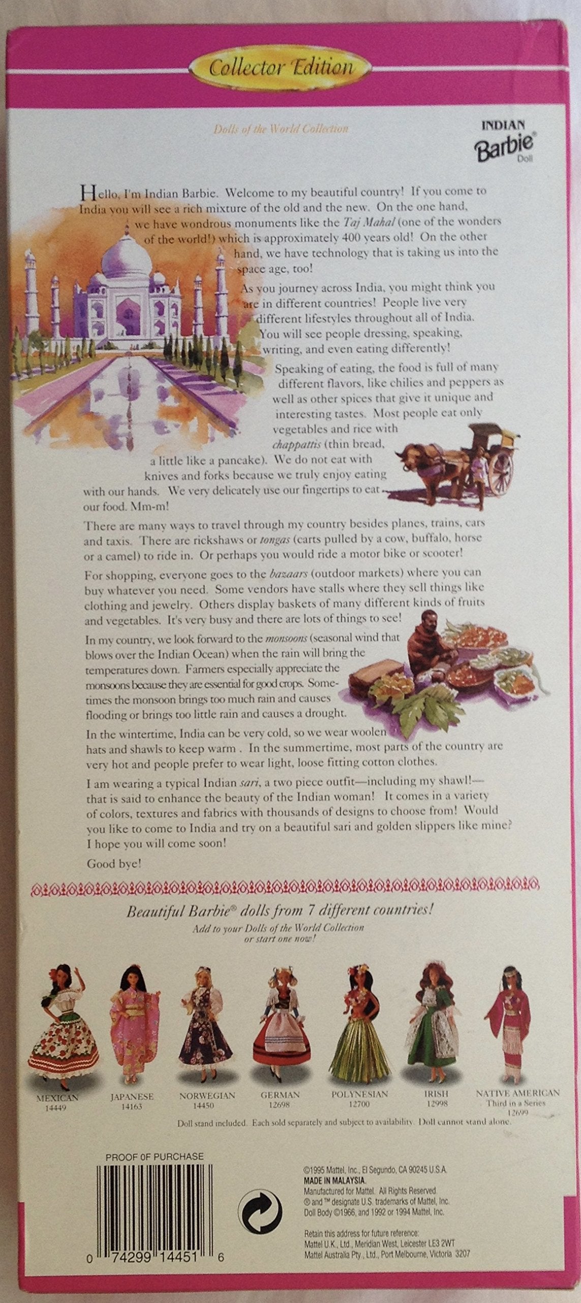 BARBIE AS AN INDIAN, DOLLS OF THE WORLD COLLECTION