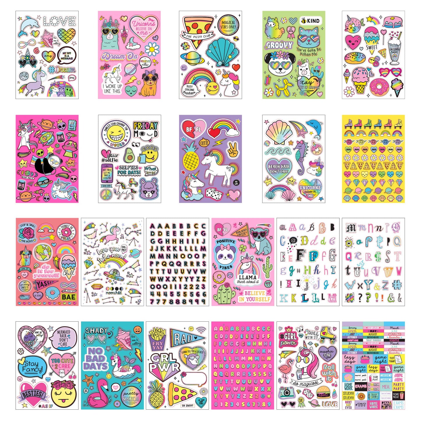 Horizon Group USA Sticker Book with Large and Small Sizes, Kids Stationary for Water Bottle, Notebooks, and Party Favors, Just My Style