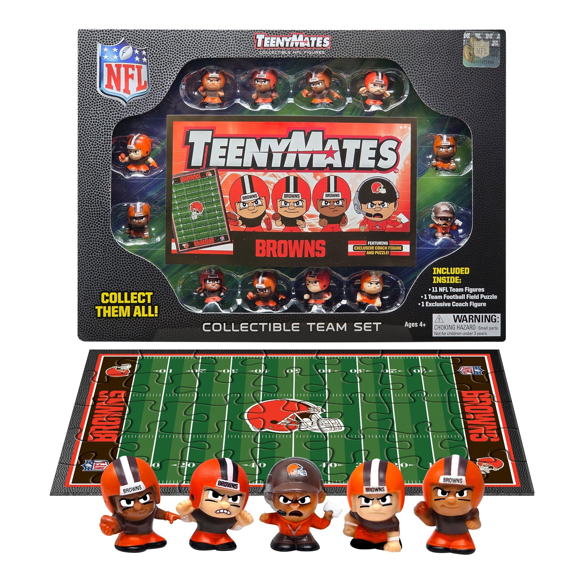 TeenyMates NFL Football Action Figures Gift Set, Cleveland Browns