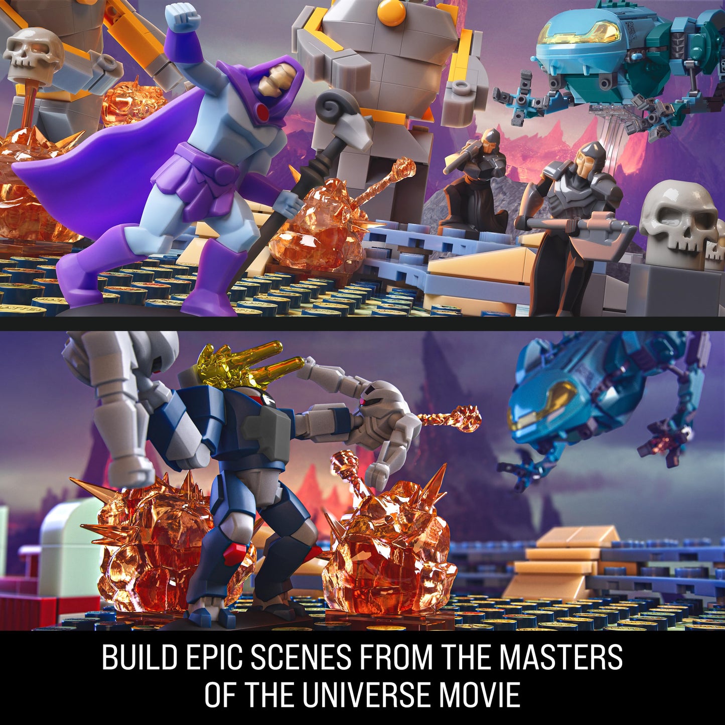 Mattel Brick Shop Masters of the Universe Building Set, Attack of the Collector with 594 Pieces and 12 Figures, Adult Collectors and Ages 13+ (Amazon