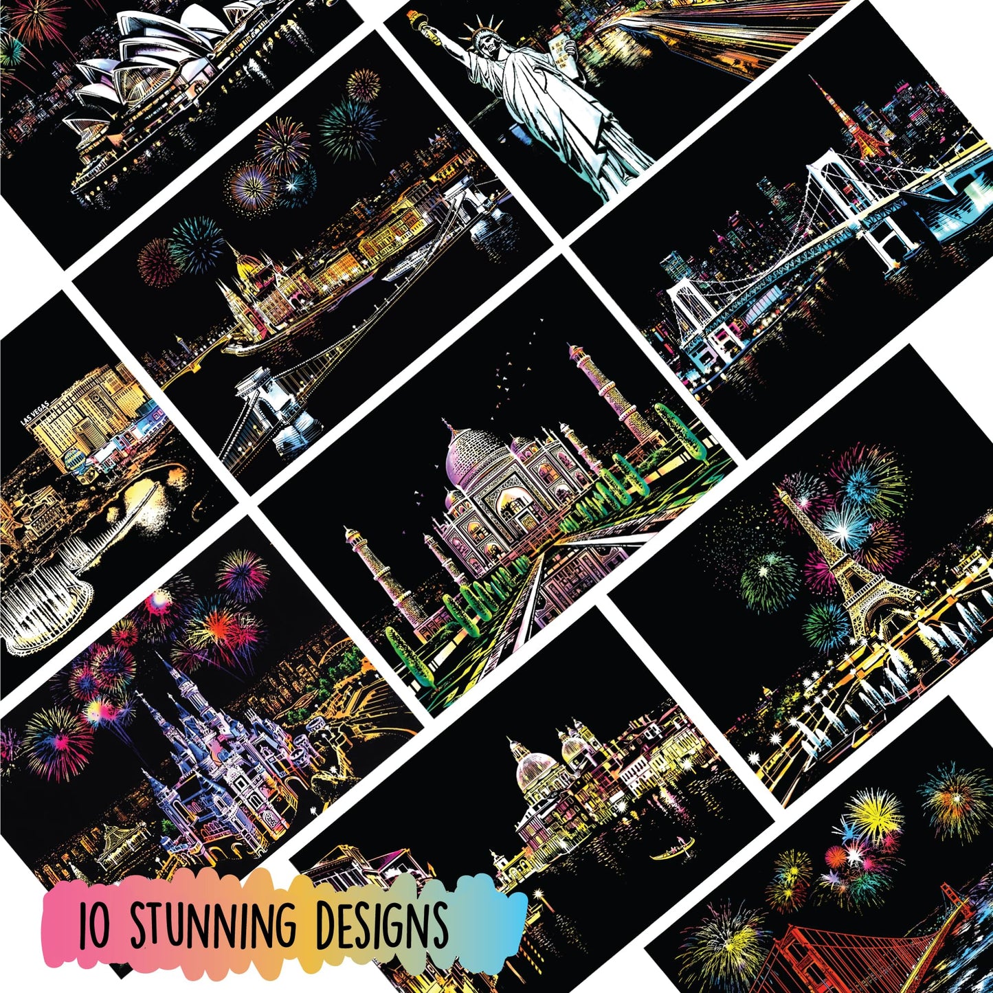 Scratch Art Book for Adults - Colorful City Series