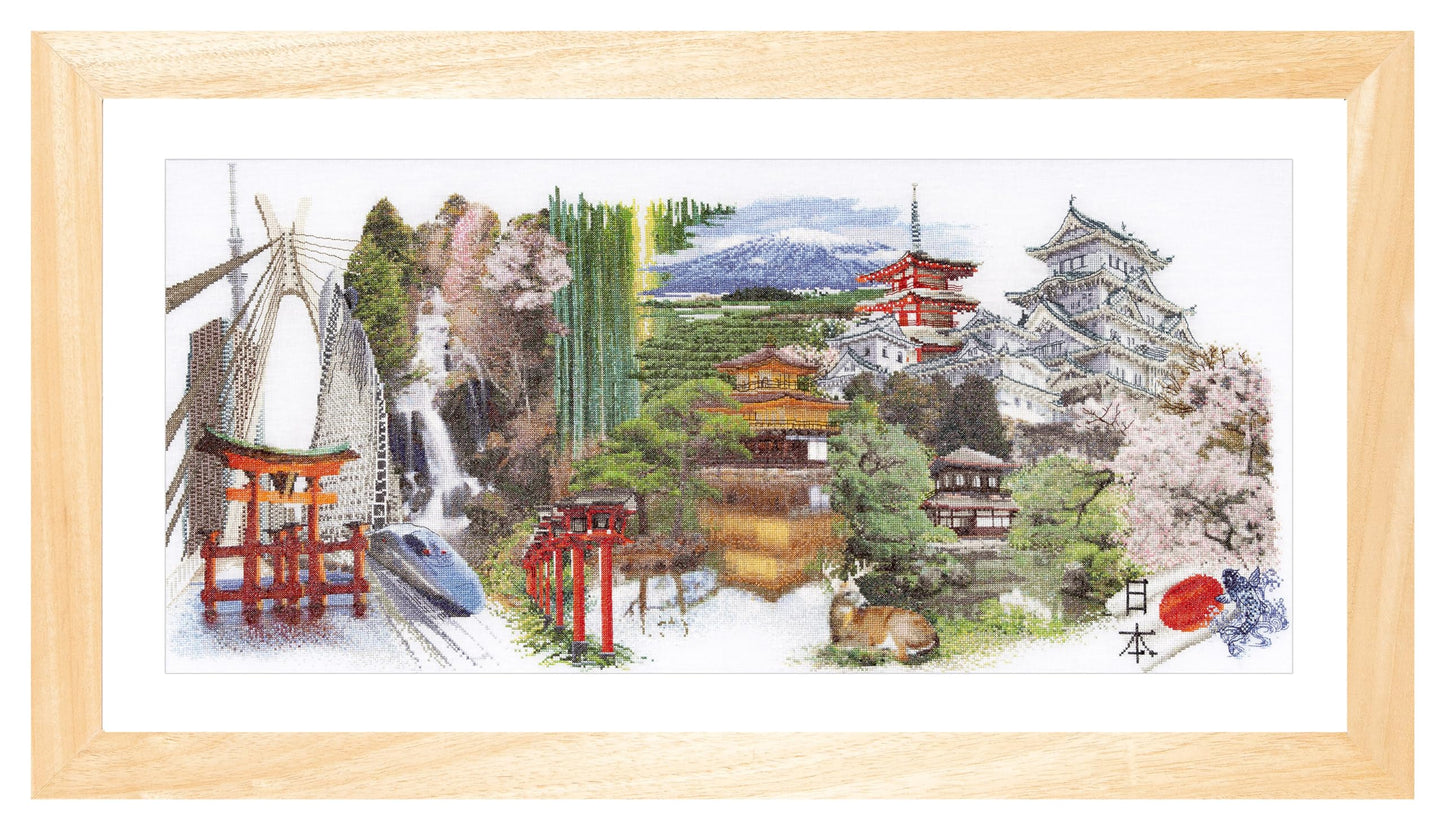 Thea Gouverneur - Counted Cross Stitch Kit - Japan - Aida - 18 Count - Embroidery Kit for Adults - DMC Embroidery Threads and Other Cross Stitch