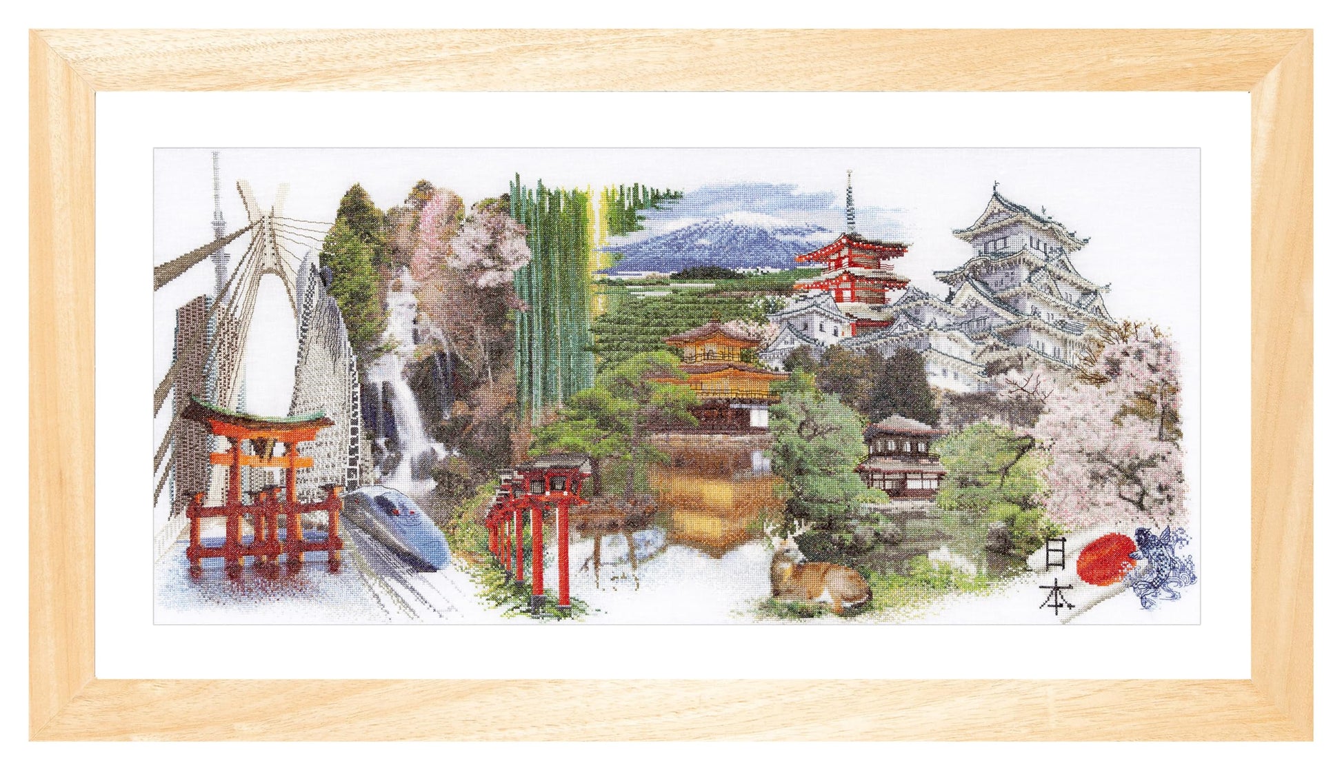 Thea Gouverneur - Counted Cross Stitch Kit - Japan - Aida - 18 Count - Embroidery Kit for Adults - DMC Embroidery Threads and Other Cross Stitch
