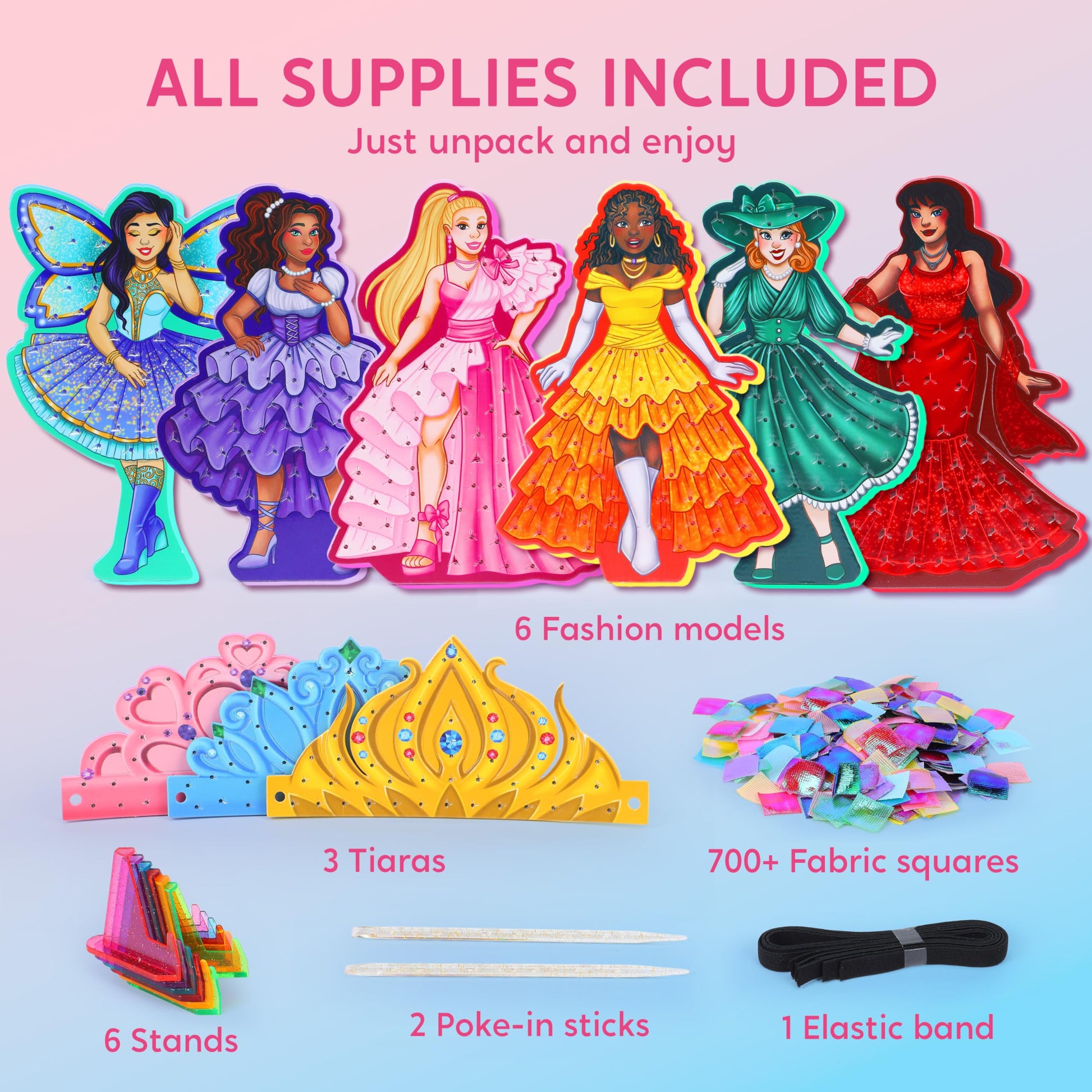 JOVA Klever Kits Poke in Fun Art Crafts for Kids Ages 4-8, Princess Dress-up, Art Activities, DIY Craft Kits, Birthday Gifts for Girls Ages 4 5 6 7 8+