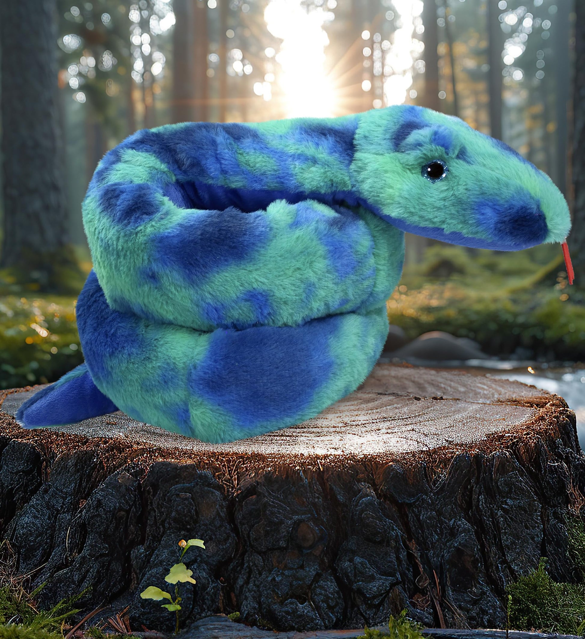 DolliBu Blue Tie-Dye Snake Stuffed Animal - Huggable Snake Plush, Adorable Playtime Plush Toy, Cute Wildlife Animal Cuddle Gifts, Super Soft Plush