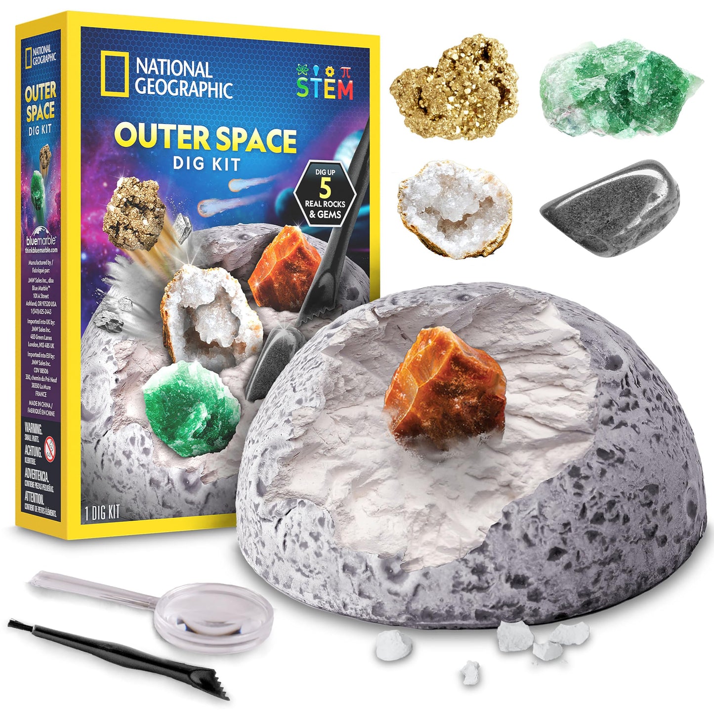 National Geographic Outer Space Gemstone Dig Kit with 5 Real Specimens