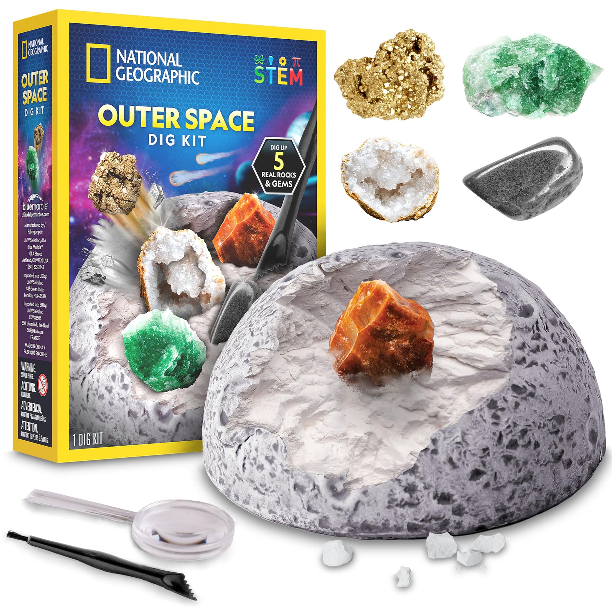 National Geographic Outer Space Gemstone Dig Kit with 5 Real Specimens