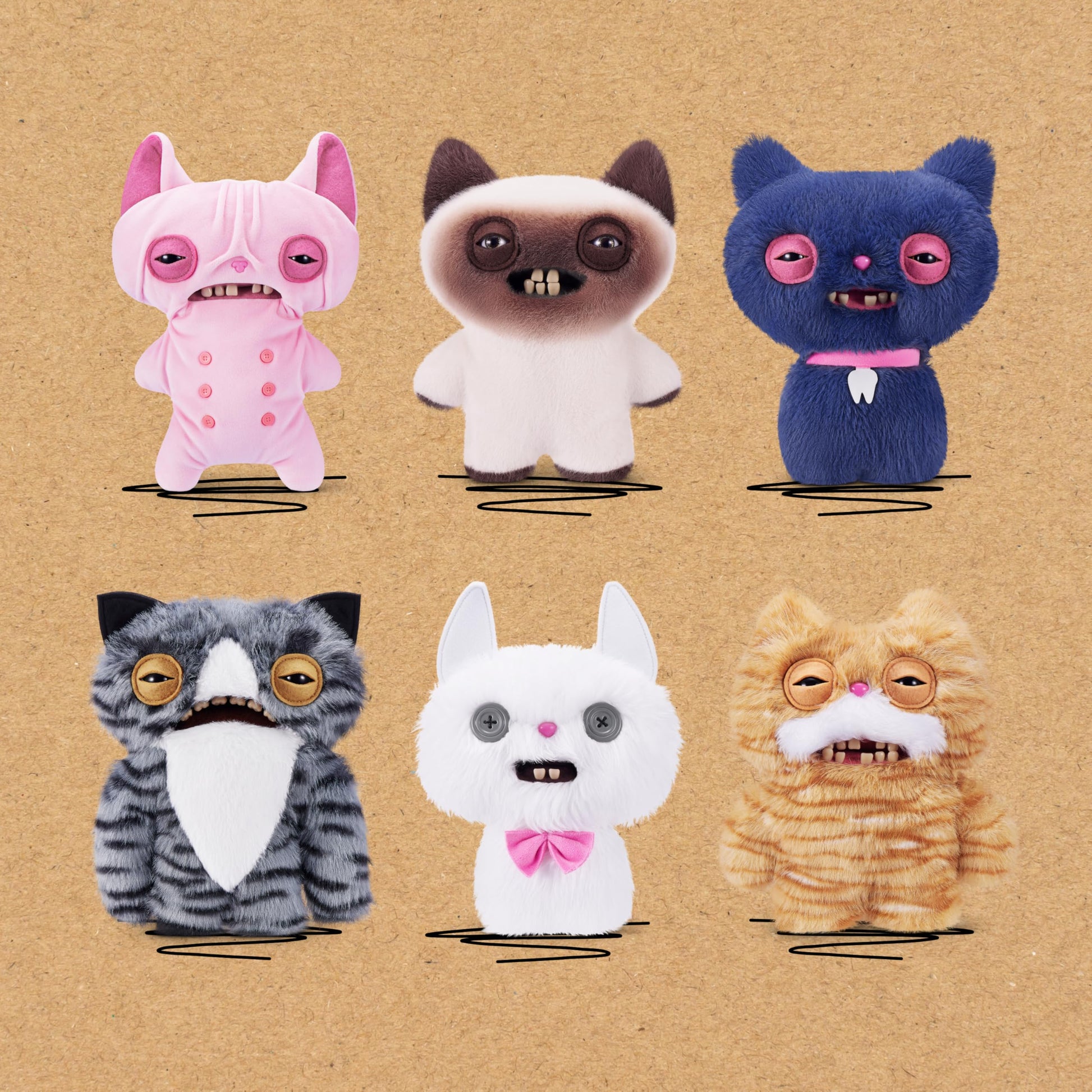 Fuggler Alley Cats 9-Inch Plush Toy (Wide Eyed Cat) by ZURU - Funny Ugly Monster Stuffed Animal with Human-Like Teeth, Collectible Plush for Kids