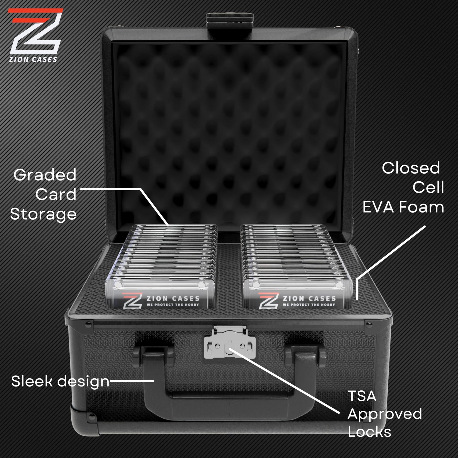 Zion Cases Slab Case; 2 Row Graded Card Case; Fits PSA, BGS, HGA, CSG Slabs; Ideal Travel Storage Solution; Black Diamond