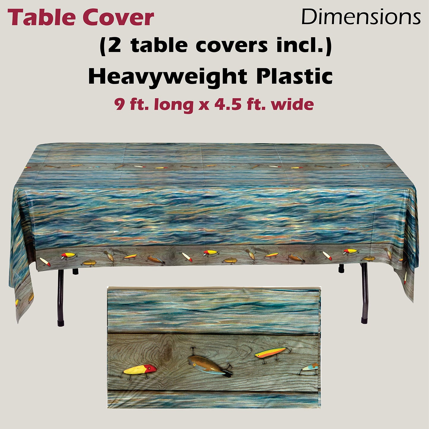 Havercamp Gone Fishing Table Covers (2 Covers)! 2 (54" x 108") Rectangular Heavy Plastic Covers. Check The Gone Fishin' Collection at The Store