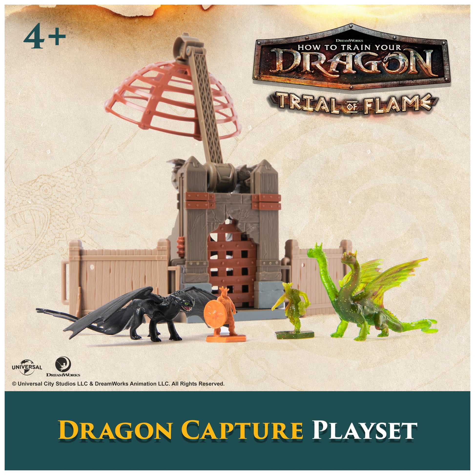 DreamWorks Dragons Trial of Flame Dragon Capture Toy Figure Playset