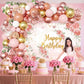Rose Gold Floral Birthday Decorations for Women,Balloon Garland Kit, Pastel Nude Pink Metallic Matte White Balloons with Gold RoseGold Confetti