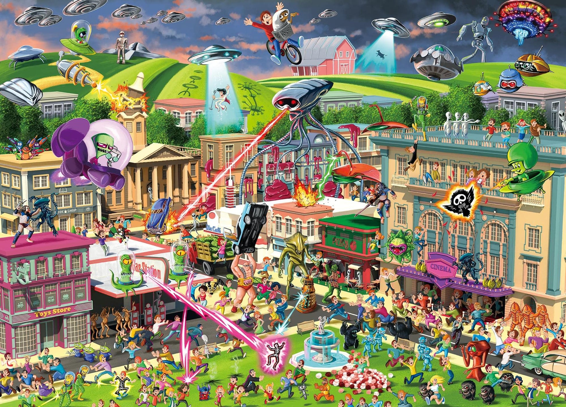 Alien Attack Sci-Fi Classics 1000-Piece Jigsaw Puzzle for Adults | Interactive Brain Teaser, Educational Toys & Games, Home Activities Building Kit