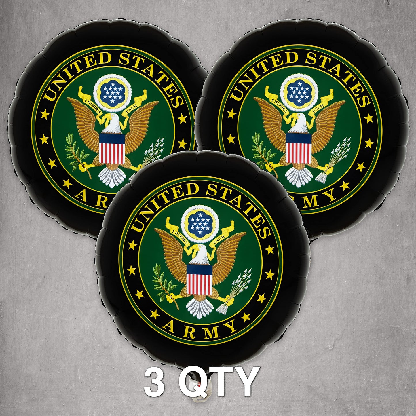 Havercamp U.S. Army Party Balloons (3pcs.)! 18" Round Foil Mylar Balloons. U.S. Army Licensed. American Heroes Military Camo Collection.