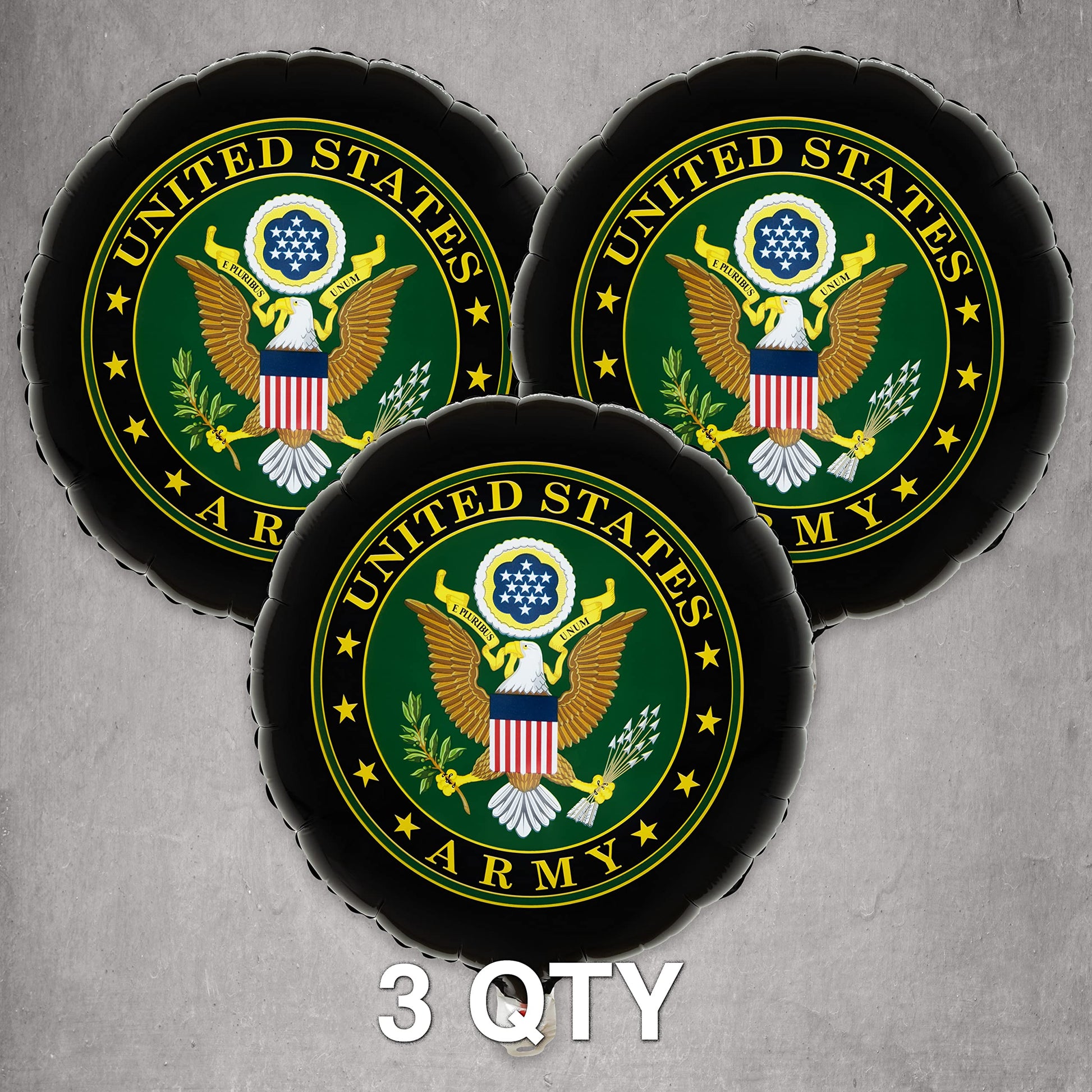 Havercamp U.S. Army Party Balloons (3pcs.)! 18" Round Foil Mylar Balloons. U.S. Army Licensed. American Heroes Military Camo Collection.