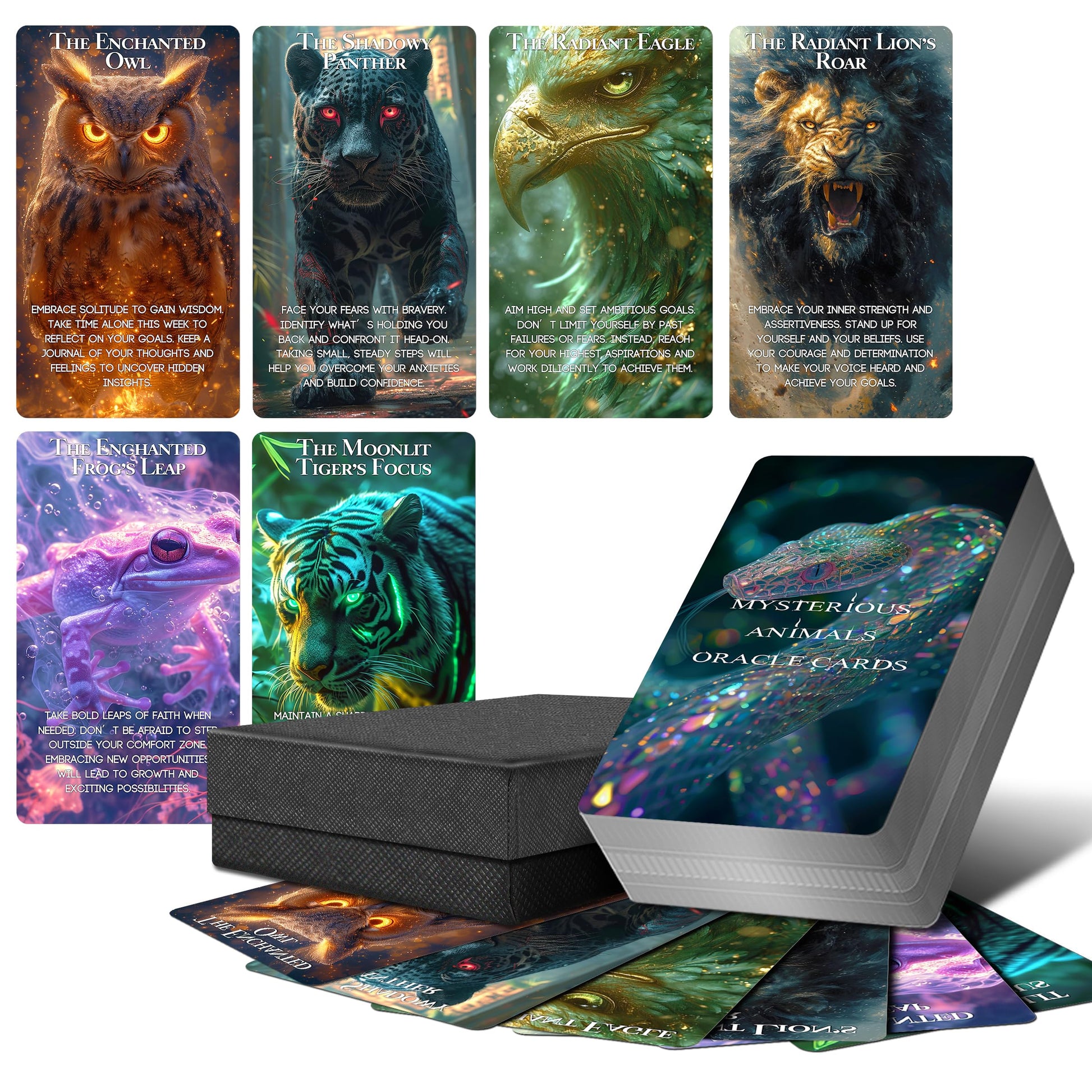ZZBUY Animal Spirit Oracle Cards, 54 Animal Totems Oracle Deck with Meanings on Them Enhance Spiritual Awareness