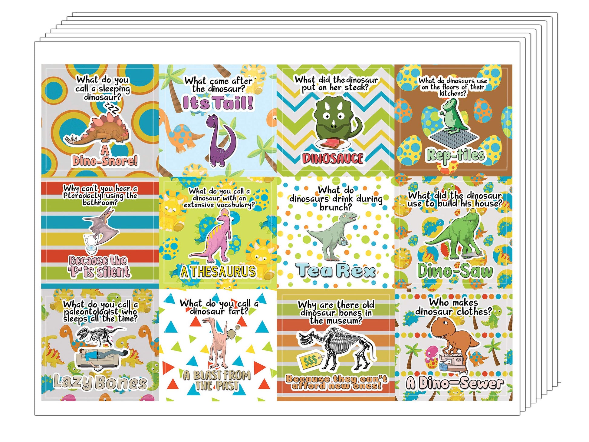 Creanoso Funny Dinosaurs Humor Stickers (10-Sheet) - Classroom Reward Incentives for Students and Children - Stocking Stuffers Party Favors