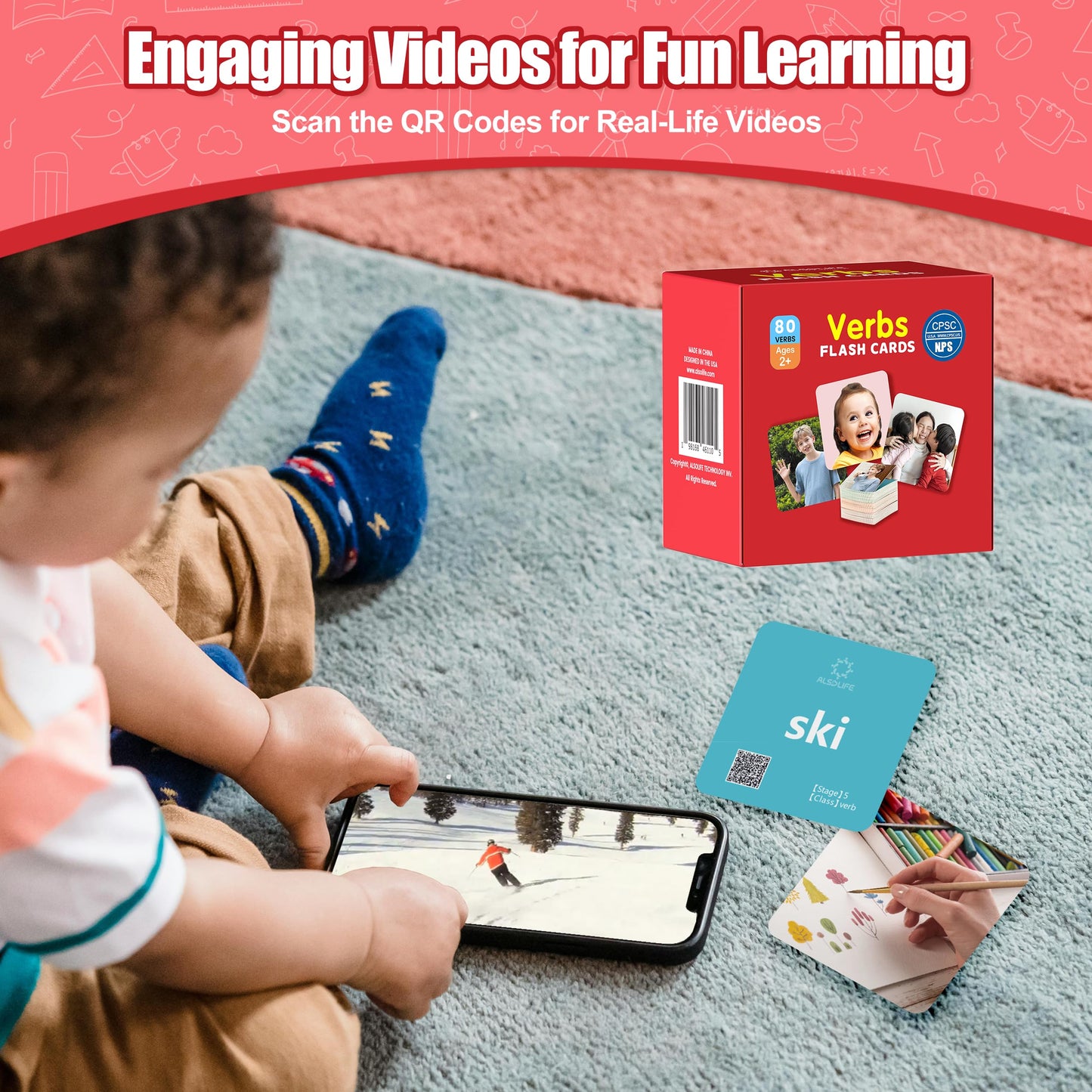 ALSOLIFE 80 Verb Cards Speech Therapy for Kids Ages 4-8