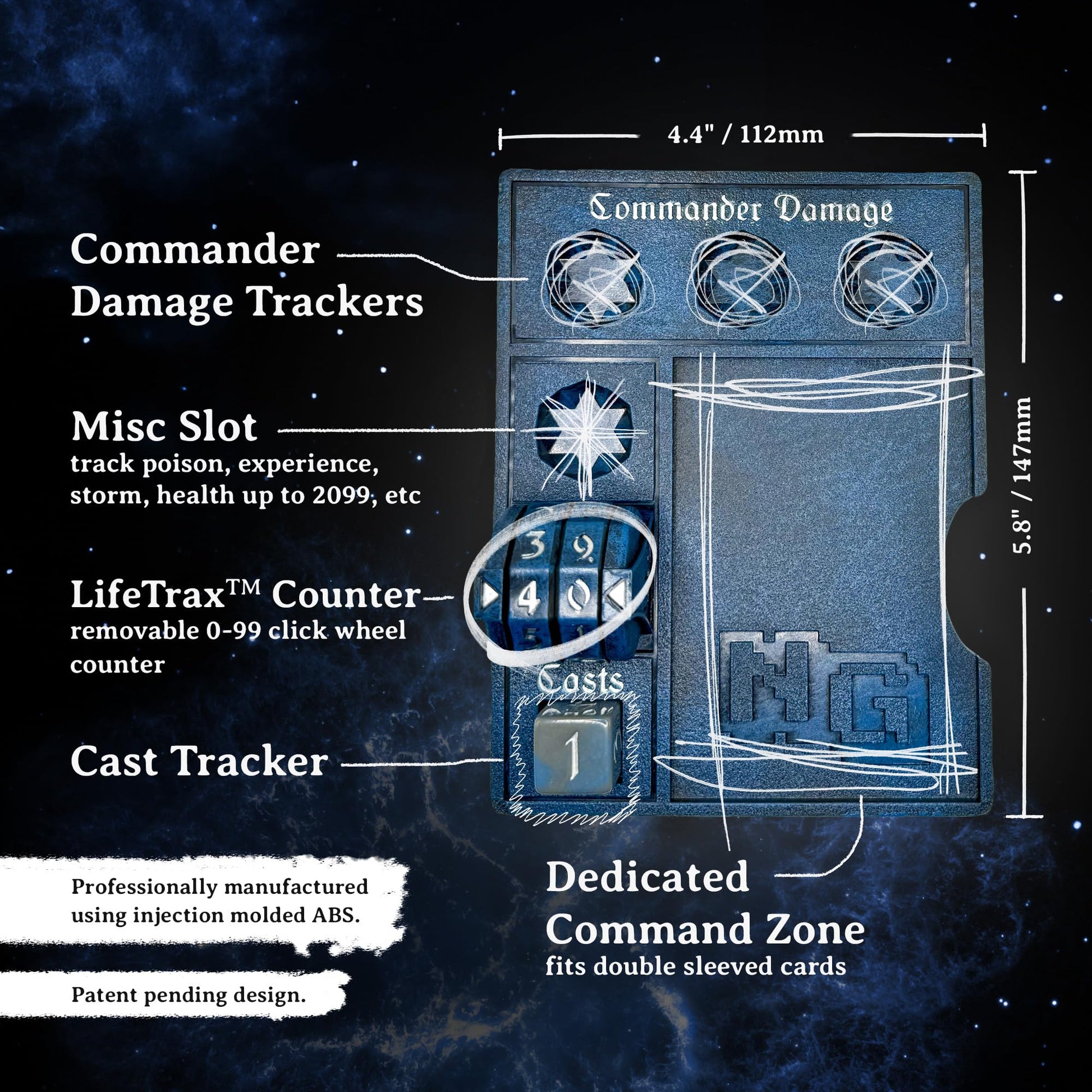 NERD GEAR Commander Essentials Kit - Ultimate Accessory for MTG Commander EDH - MTG Command Zone Tray - Health Counter - Spin Down Dice - Dry Erase