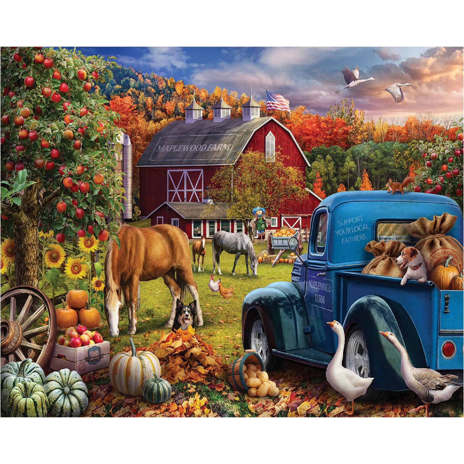 White Mountain 1000 Piece Jigsaw Puzzle, Maplewood Farm in Fall