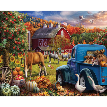 White Mountain 1000 Piece Jigsaw Puzzle, Maplewood Farm in Fall