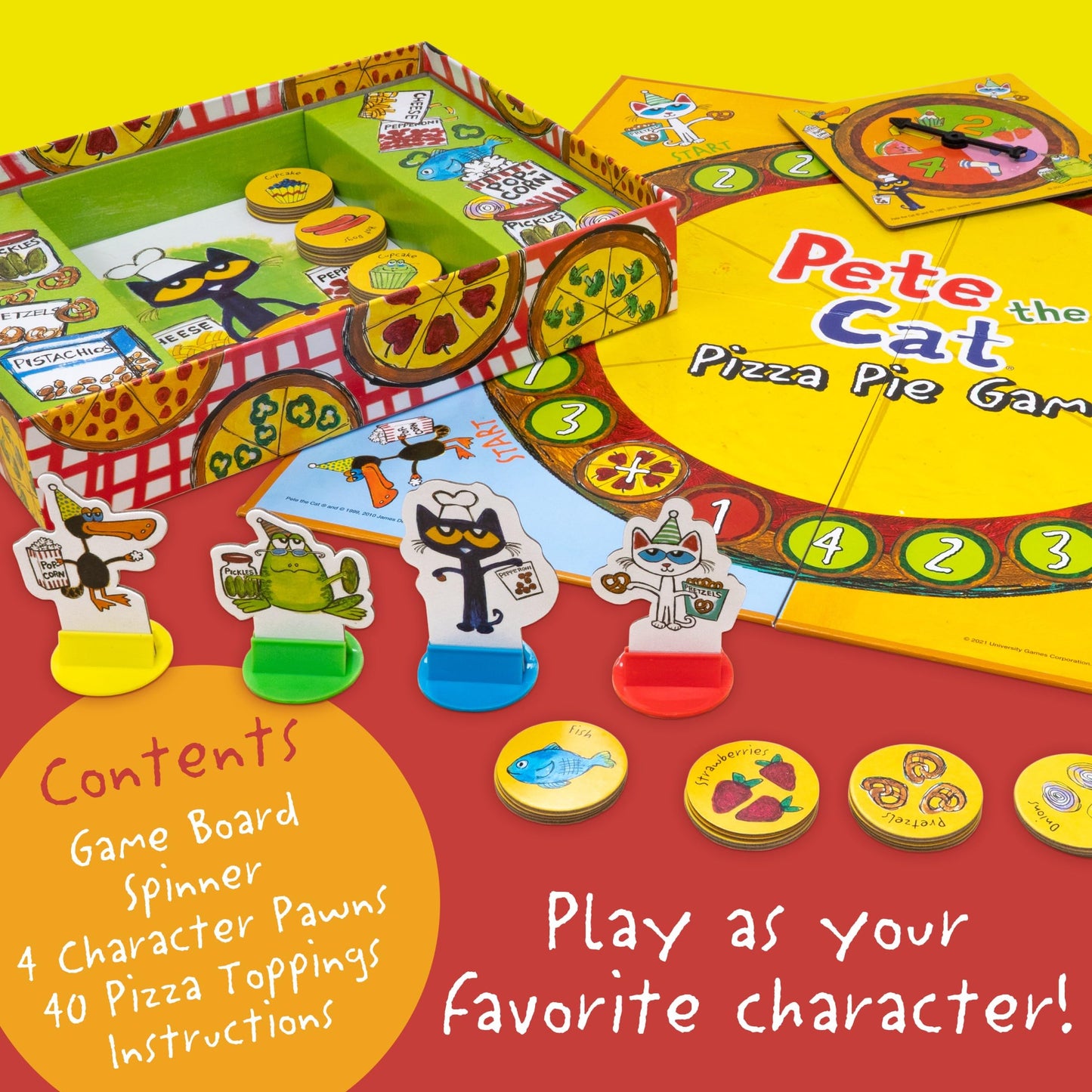 University Games Pete the Cat Pizza Pie Game Green, Ages 3 years and Up
